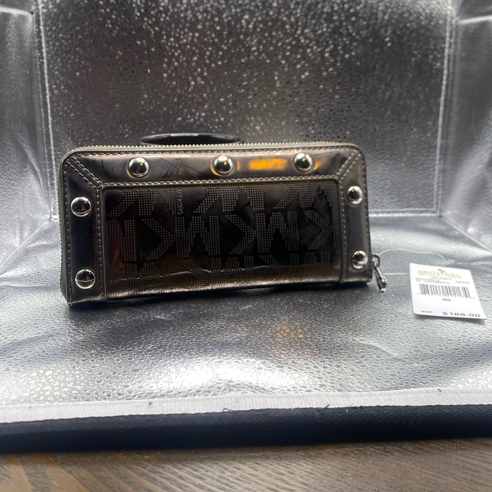 NWT Michael Kors shiney silver wallet